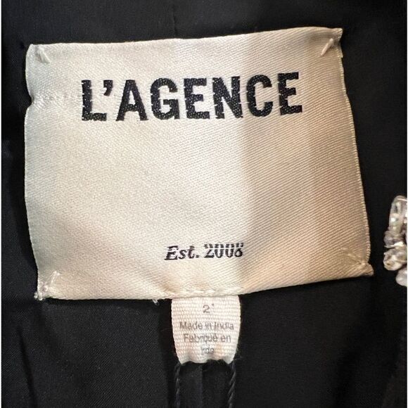 L’AGENCE Clementine Crystal Rhinestone Embellished Peak Lapel Blazer Bla… - Picture 6 of 16